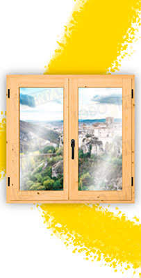 Ventana de Madera Natural de Pino Mod. V2 Barniz