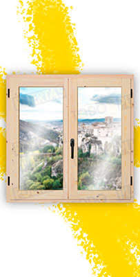Ventana de Madera Natural de Pino Mod. V2 Crudo